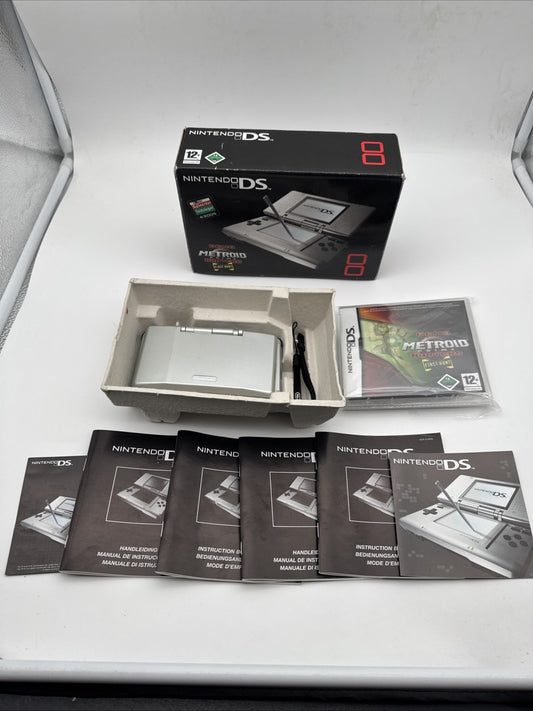 Nintendo Ds Konsole OVP - Metroid Prime Hunters Edition Silber Demo Noch Sealed