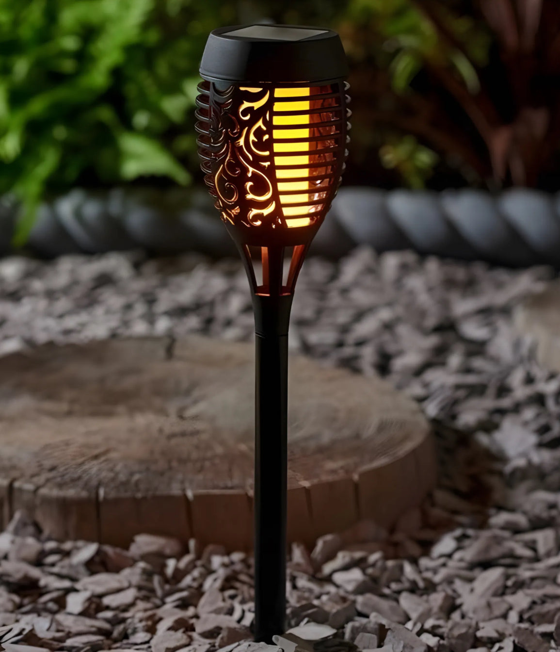 Solarleuchten Garten Flammeneffekt LED Solar Fackel Gartenfackeln Wandhalter Flammen