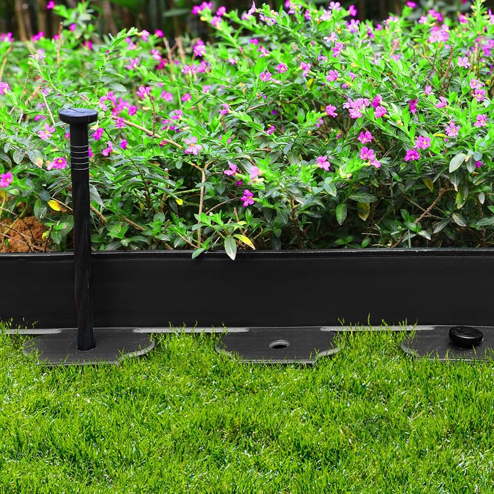 10m Rasenkante Kunststoff, flexible Beeteinfassung, Rasenkante, 30 Stifte